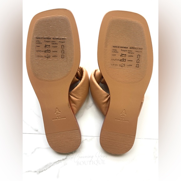 Size8 NWOT Maeve Anthropologie Brown Leather Puffy Knotted FlipFlop Sandals Nude - Picture 5 of 5